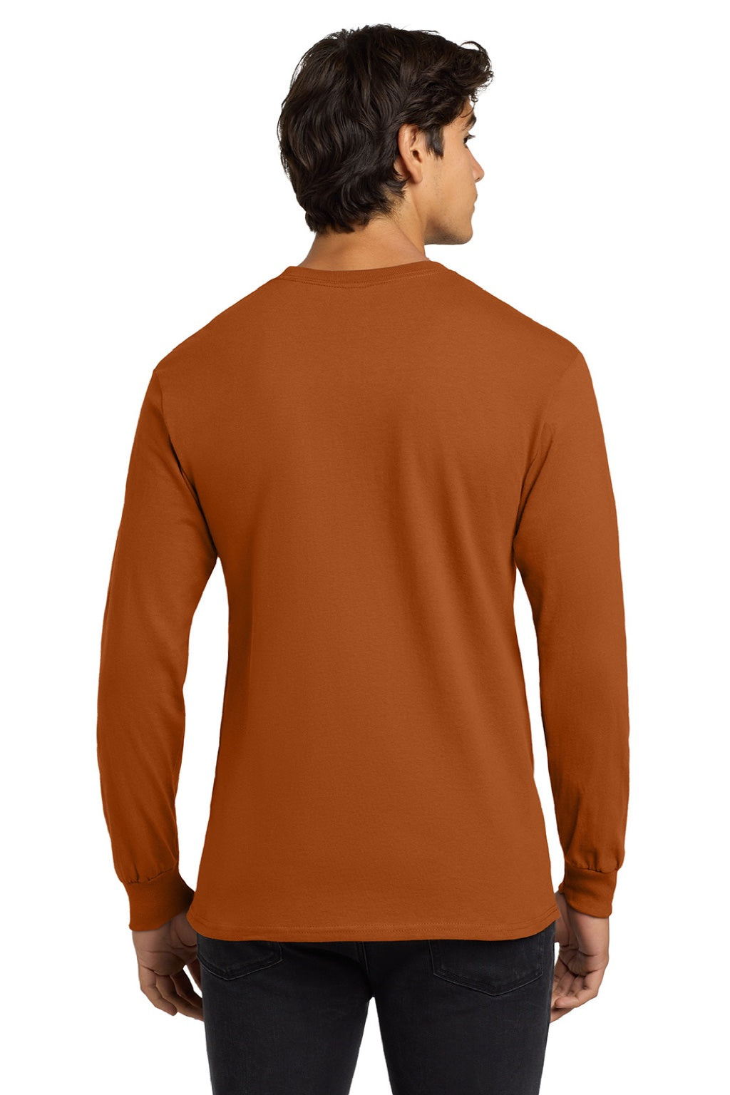 Gildan G2400/2400 Mens Ultra Long Sleeve Crewneck T-Shirt Texas Orange Model Back