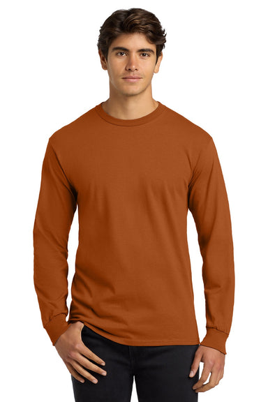 Gildan G2400/2400 Mens Ultra Long Sleeve Crewneck T-Shirt Texas Orange Model Front