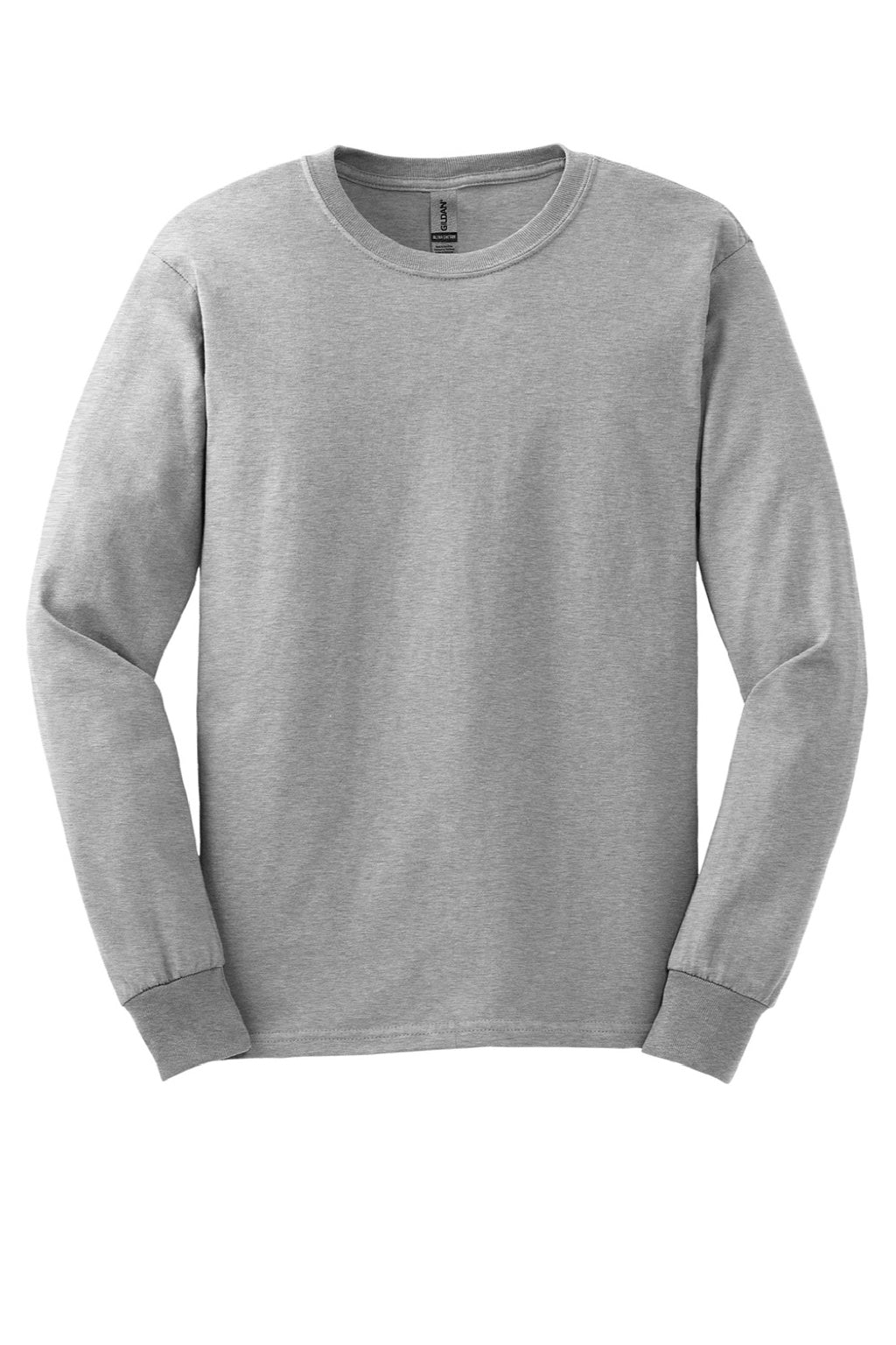 Gildan G2400/2400 Mens Ultra Long Sleeve Crewneck T-Shirt Ash Grey Flat Front