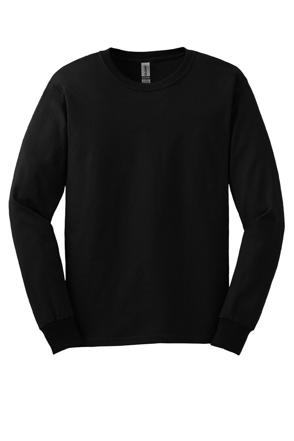 Gildan G2400/2400 Mens Ultra Long Sleeve Crewneck T-Shirt Black Flat Front