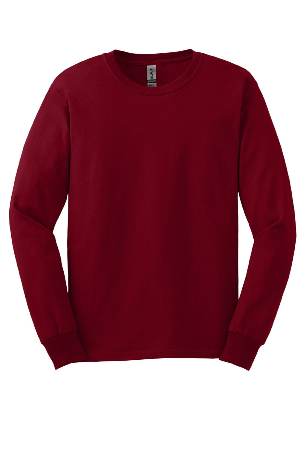Gildan G2400/2400 Mens Ultra Long Sleeve Crewneck T-Shirt Cardinal Red Flat Front