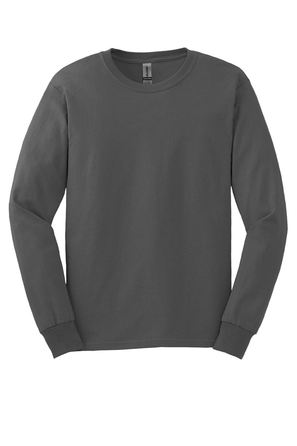 Gildan G2400/2400 Mens Ultra Long Sleeve Crewneck T-Shirt Charcoal Grey Flat Front