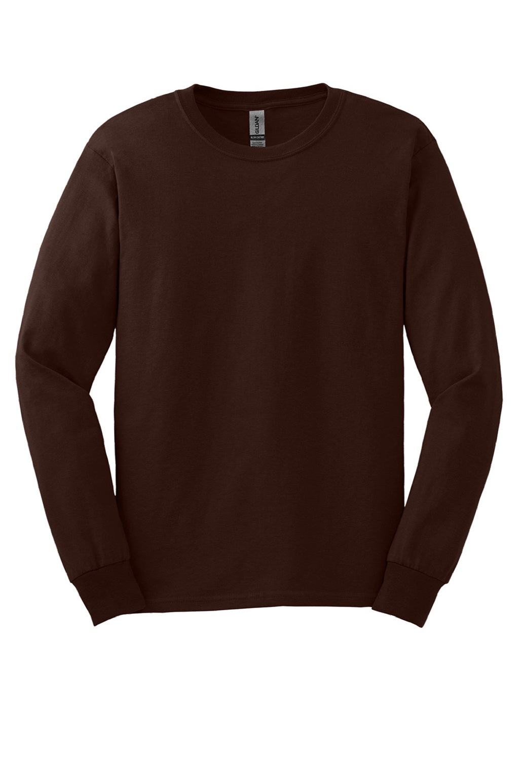 Gildan G2400/2400 Mens Ultra Long Sleeve Crewneck T-Shirt Dark Chocolate Brown Flat Front