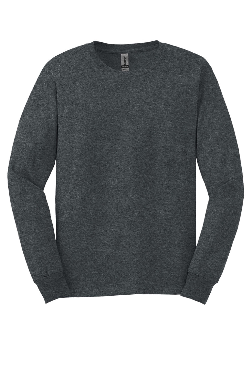 Gildan G2400/2400 Mens Ultra Long Sleeve Crewneck T-Shirt Heather Dark Grey Flat Front