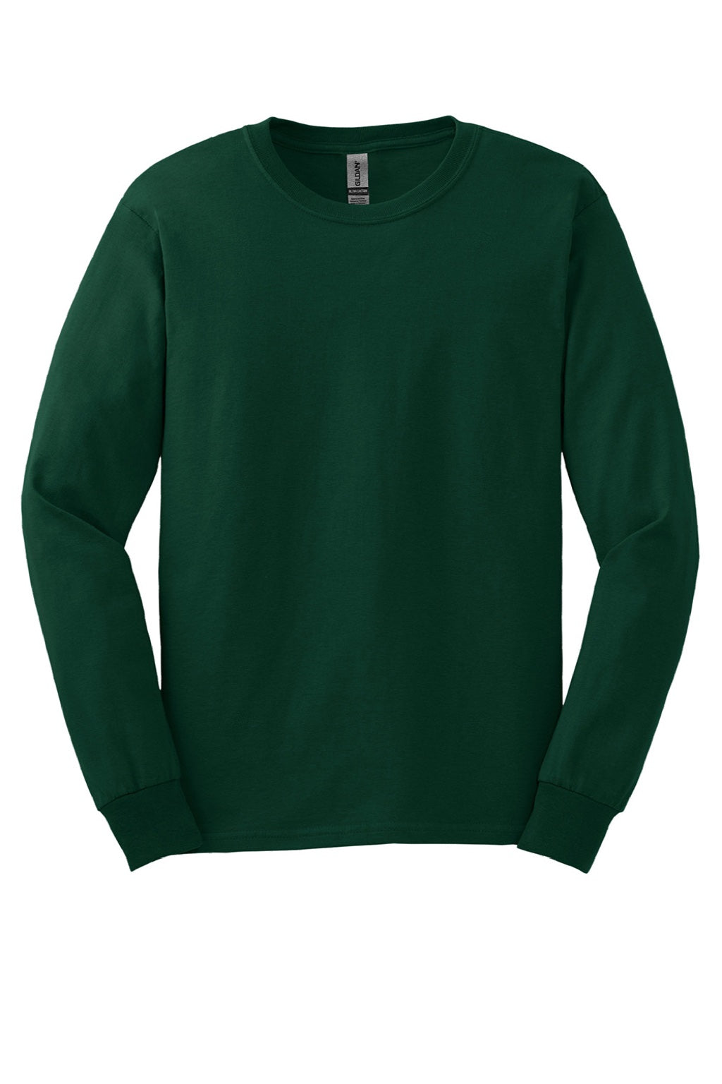 Gildan G2400/2400 Mens Ultra Long Sleeve Crewneck T-Shirt Forest Green Flat Front
