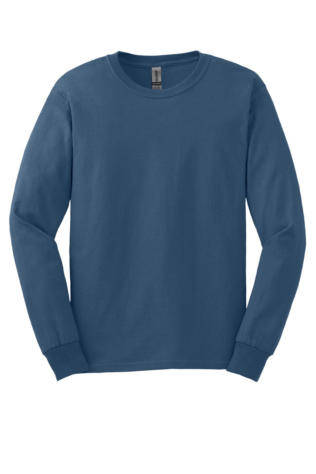 Gildan G2400/2400 Mens Ultra Long Sleeve Crewneck T-Shirt Indigo Blue Flat Front