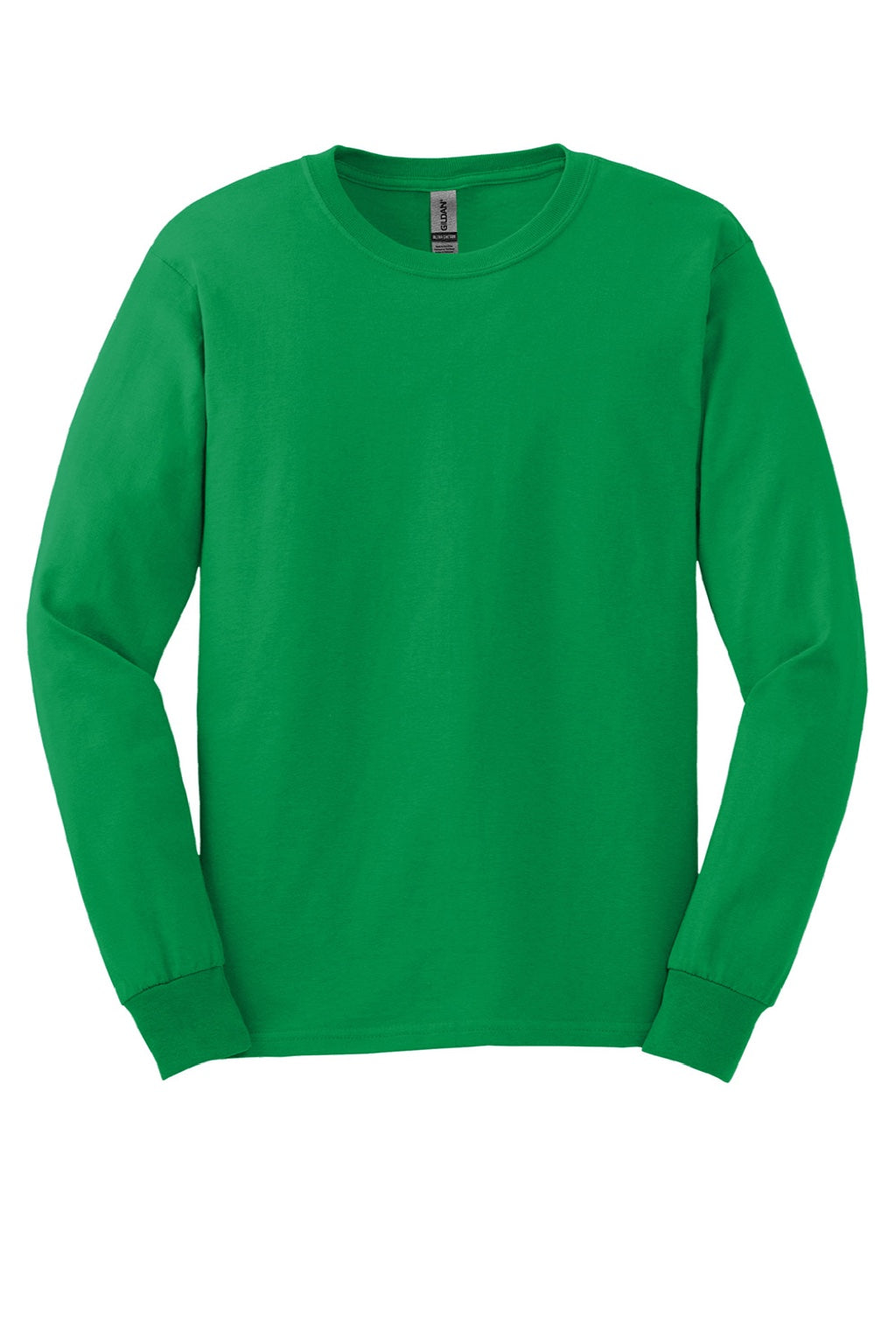 Gildan G2400/2400 Mens Ultra Long Sleeve Crewneck T-Shirt Irish Green Flat Front