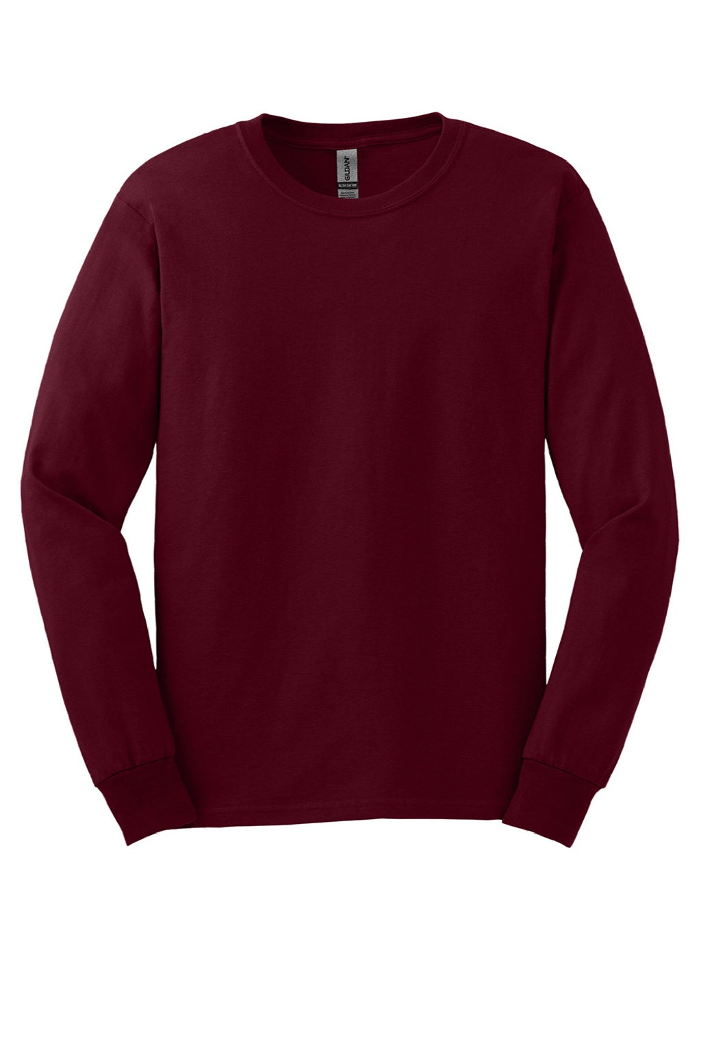 Gildan G2400/2400 Mens Ultra Long Sleeve Crewneck T-Shirt Maroon Flat Front