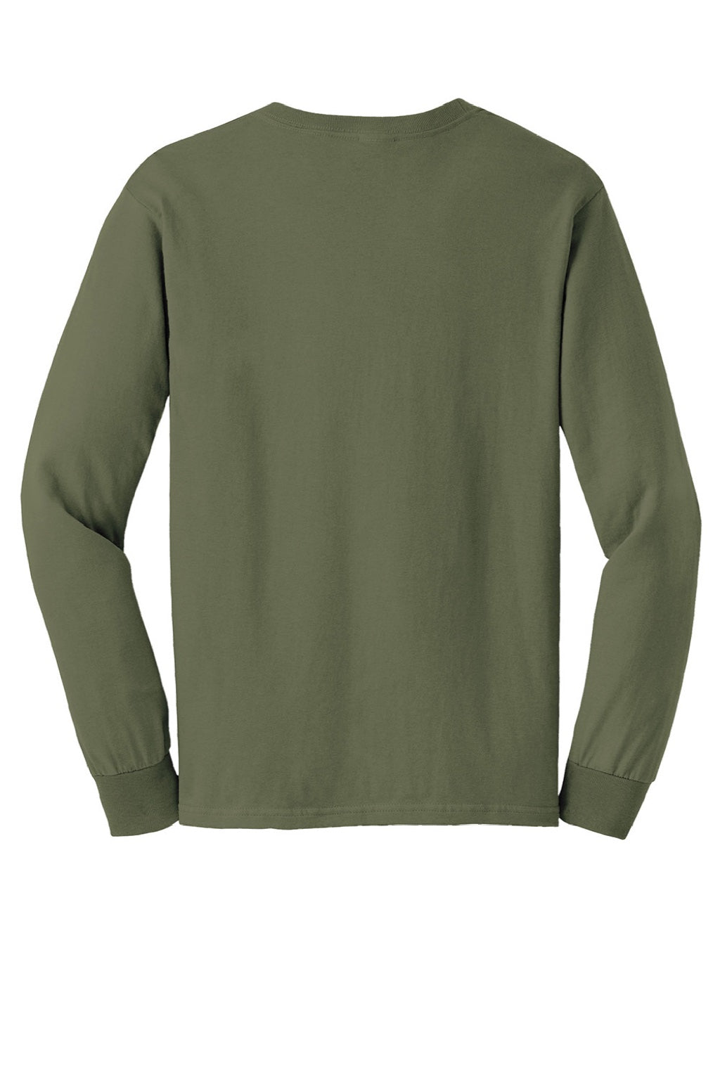 Gildan G2400/2400 Mens Ultra Long Sleeve Crewneck T-Shirt Military Green Flat Back