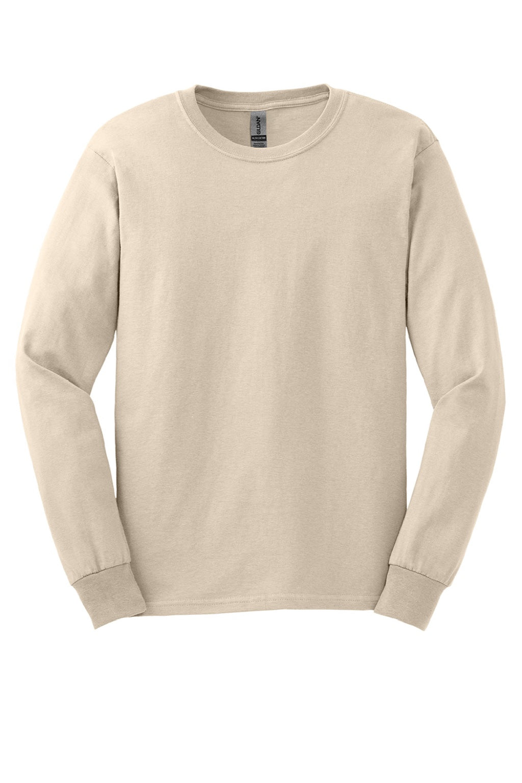 Gildan G2400/2400 Mens Ultra Long Sleeve Crewneck T-Shirt Natural Flat Front