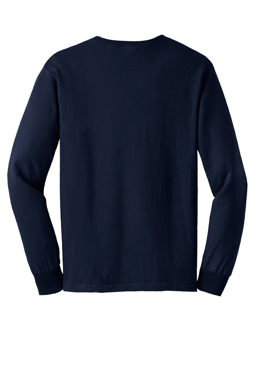Gildan G2400/2400 Mens Ultra Long Sleeve Crewneck T-Shirt Navy Blue Flat Back
