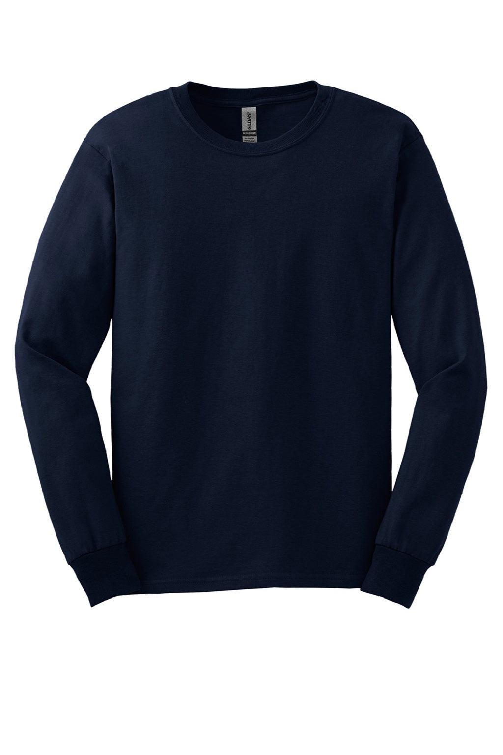 Gildan G2400/2400 Mens Ultra Long Sleeve Crewneck T-Shirt Navy Blue Flat Front