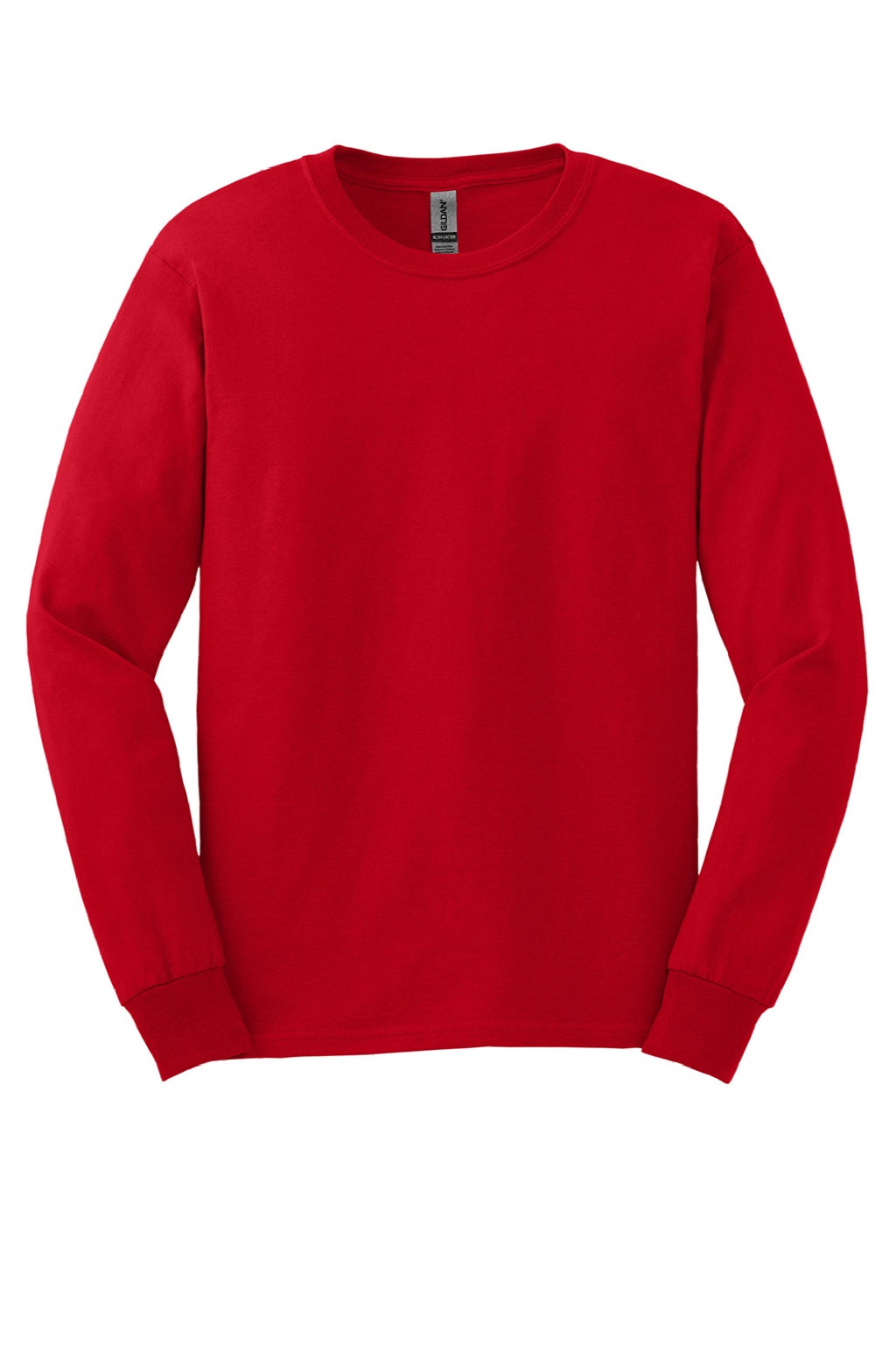 Gildan G2400/2400 Mens Ultra Long Sleeve Crewneck T-Shirt Red Flat Front