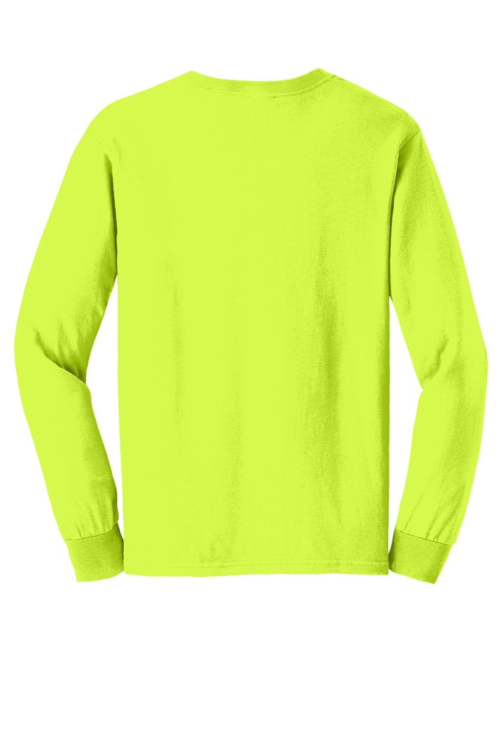 Gildan G2400/2400 Mens Ultra Long Sleeve Crewneck T-Shirt Safety Green Flat Back