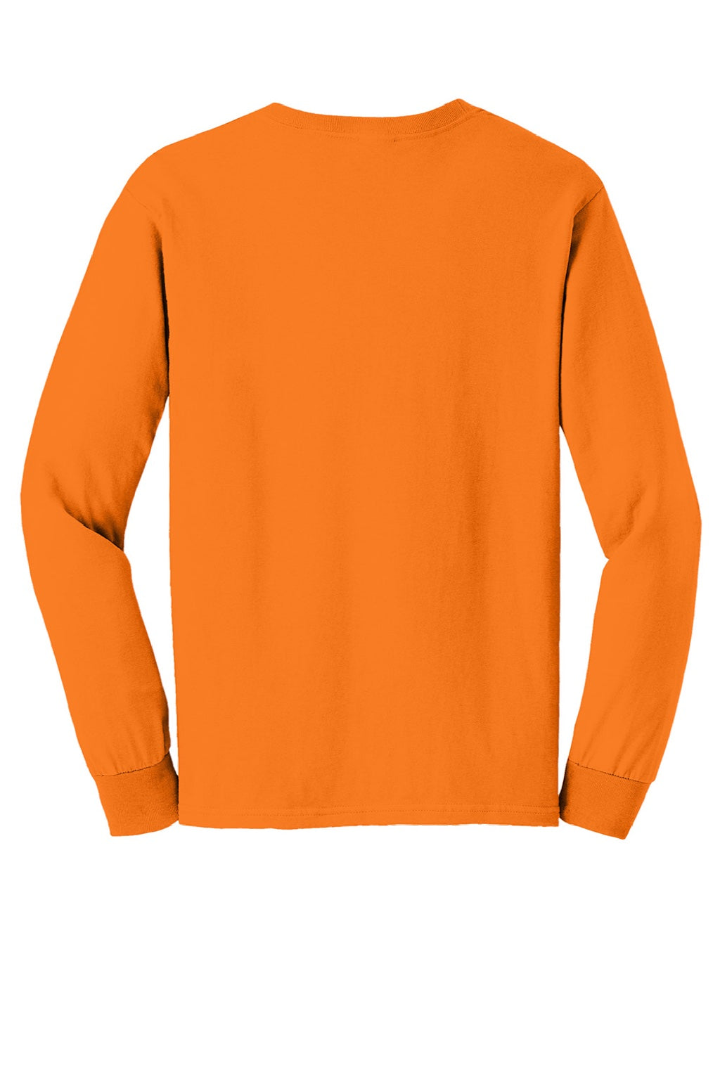Gildan G2400/2400 Mens Ultra Long Sleeve Crewneck T-Shirt Safety Orange Flat Back