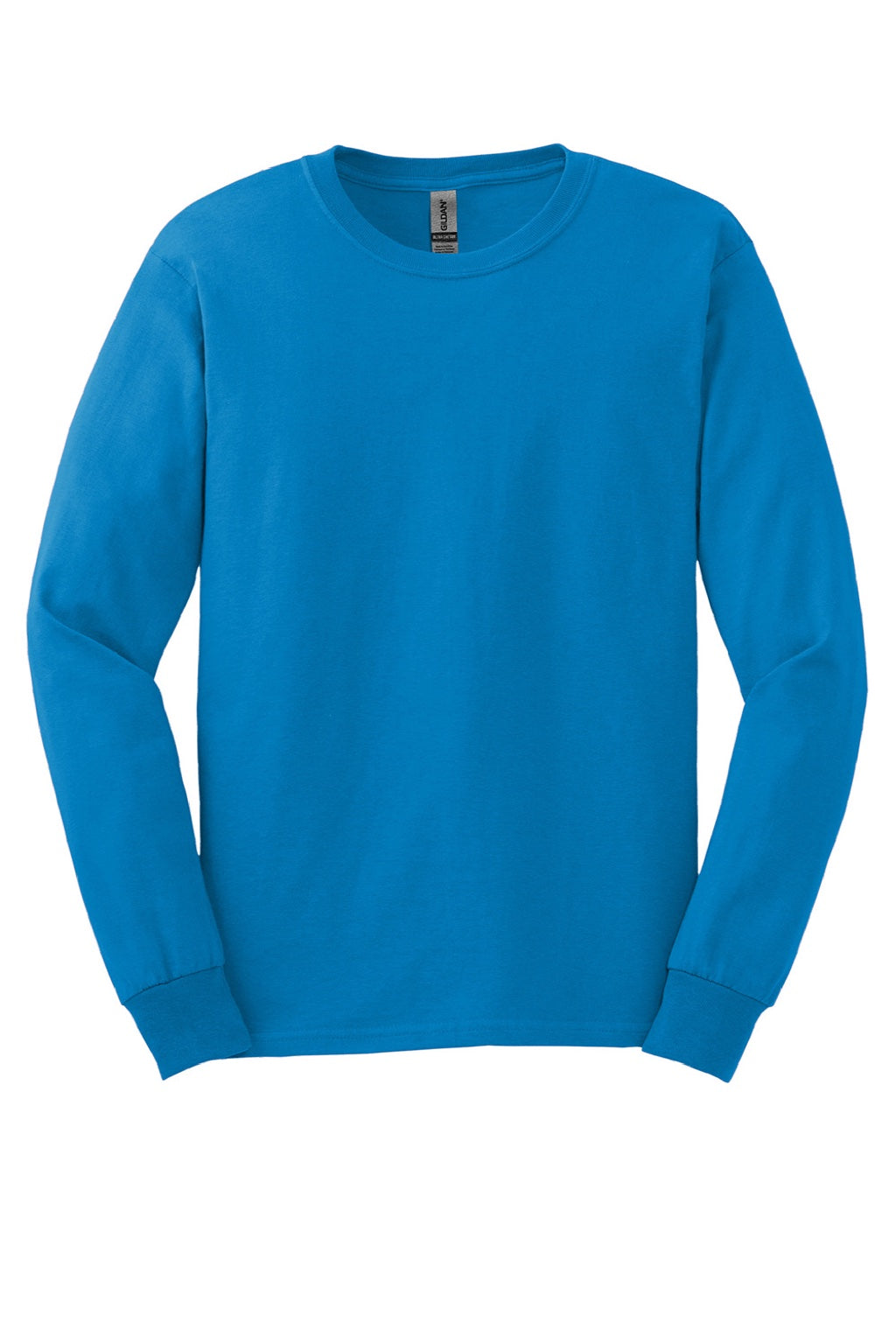 Gildan G2400/2400 Mens Ultra Long Sleeve Crewneck T-Shirt Sapphire Blue Flat Front