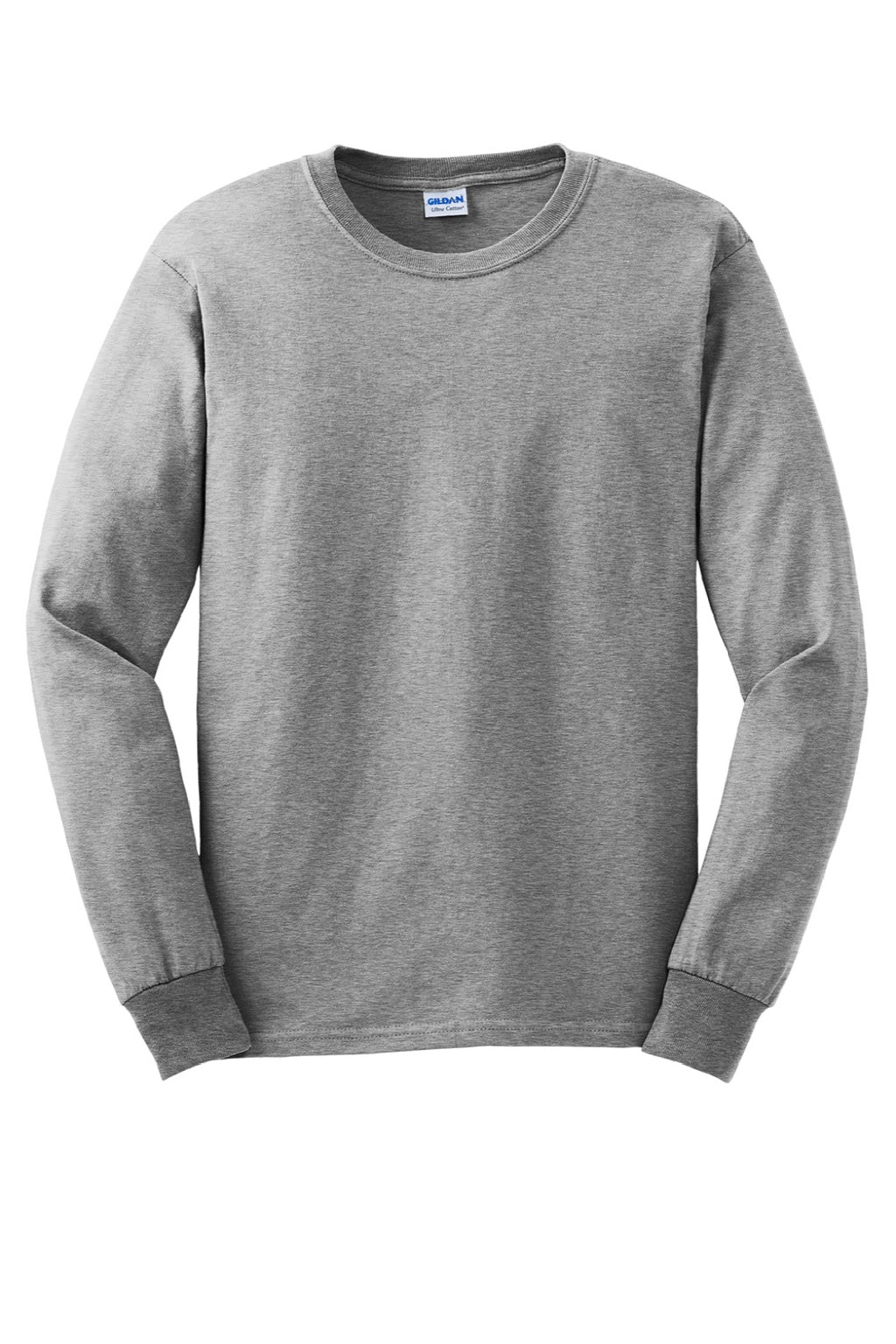 Gildan G2400/2400 Mens Ultra Long Sleeve Crewneck T-Shirt Sport Grey Flat Front