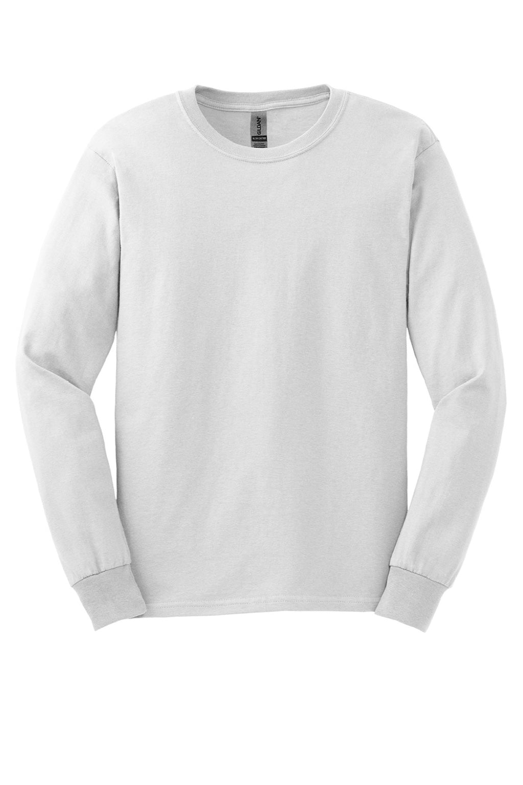 Gildan G2400/2400 Mens Ultra Long Sleeve Crewneck T-Shirt White Flat Front