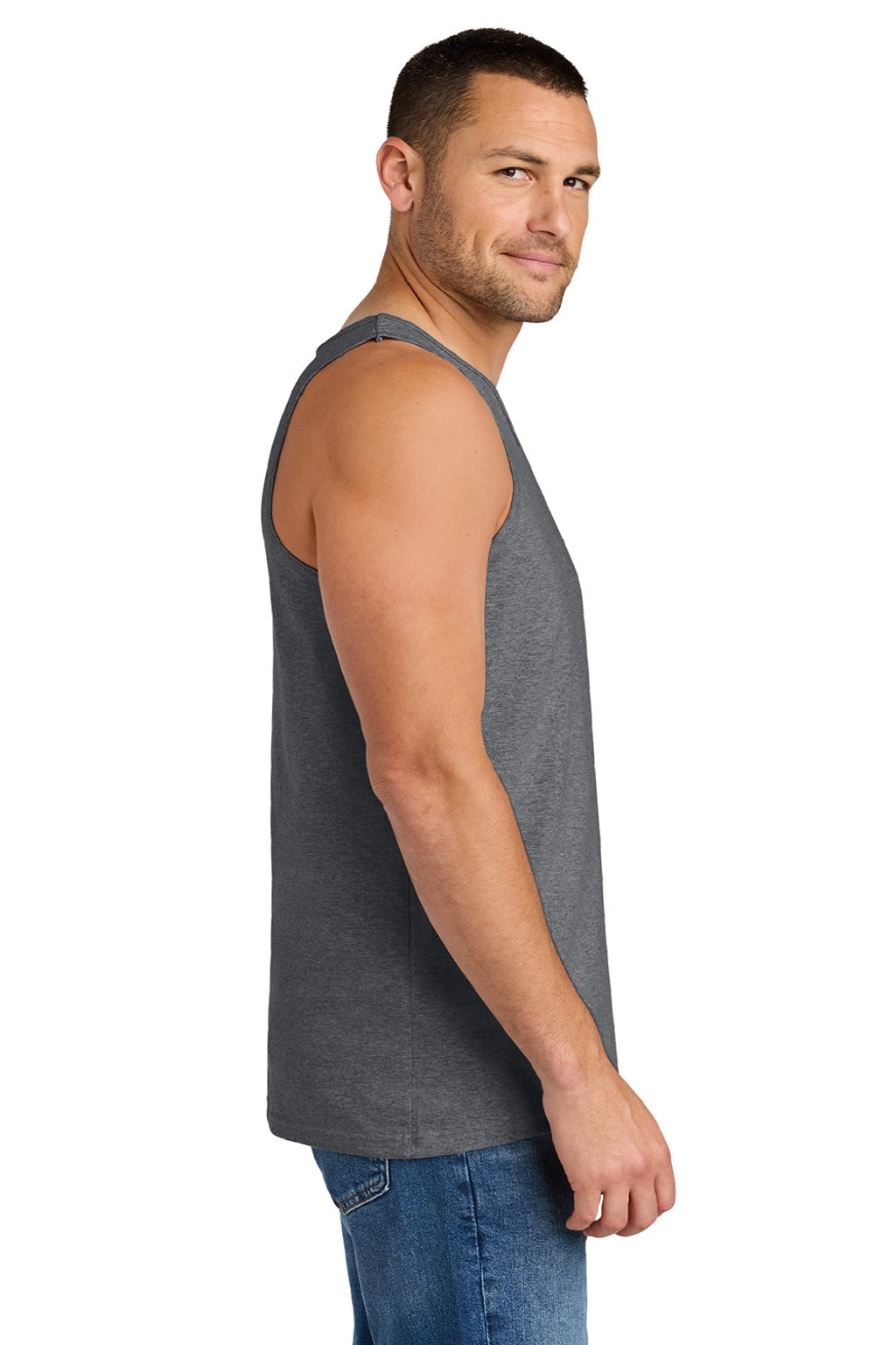 Gildan G5200/5200 Mens Tank Top Heather Graphite Grey Model Side