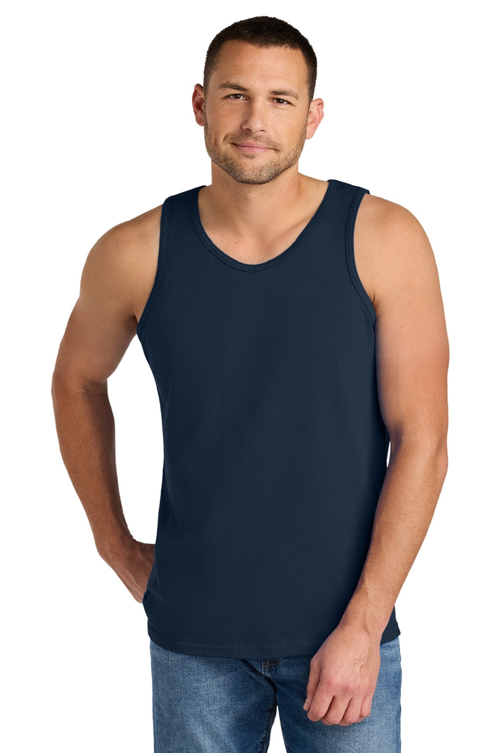 Gildan G5200/5200 Mens Tank Top Navy Blue Model Front