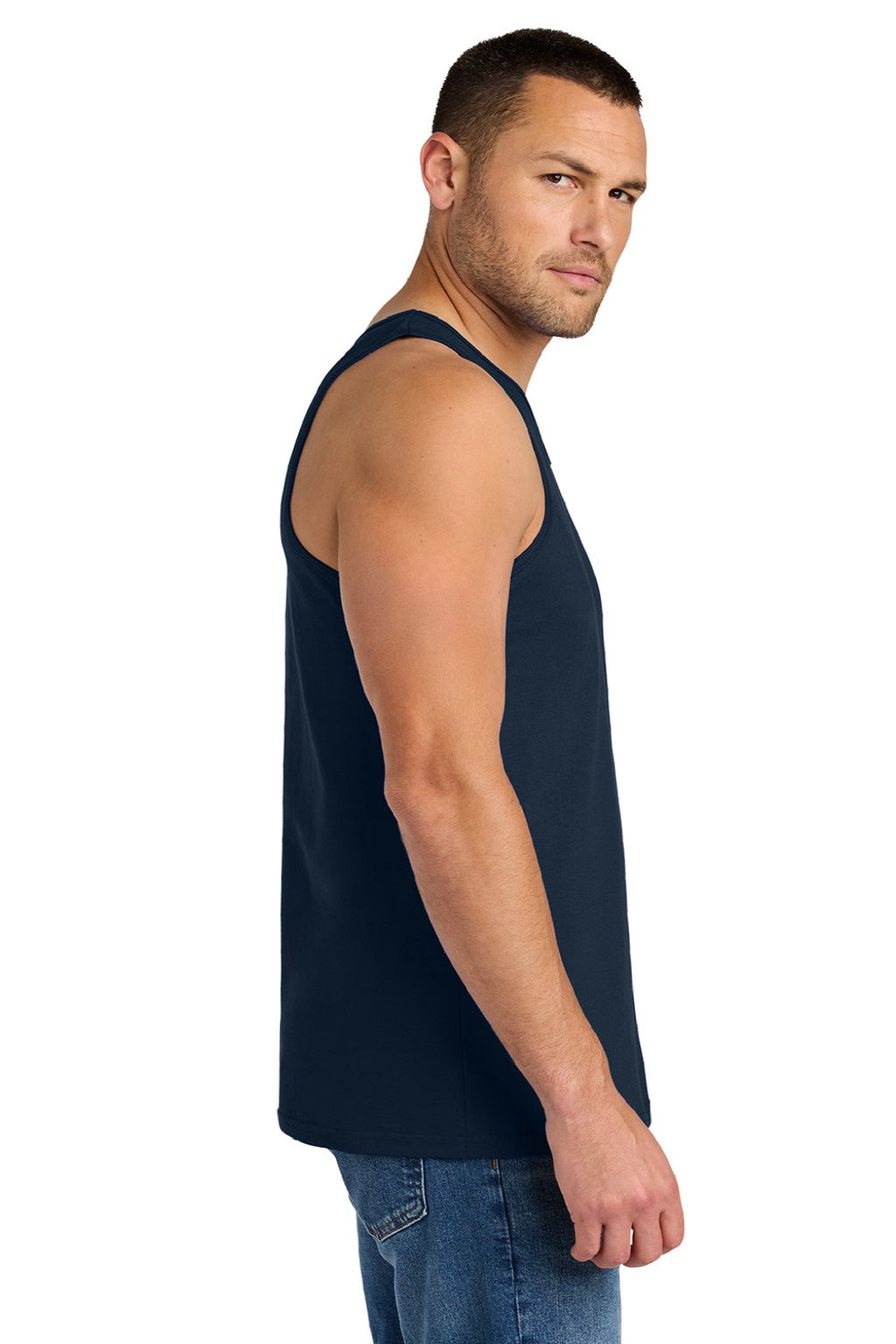 Gildan G5200/5200 Mens Tank Top Navy Blue Model Side