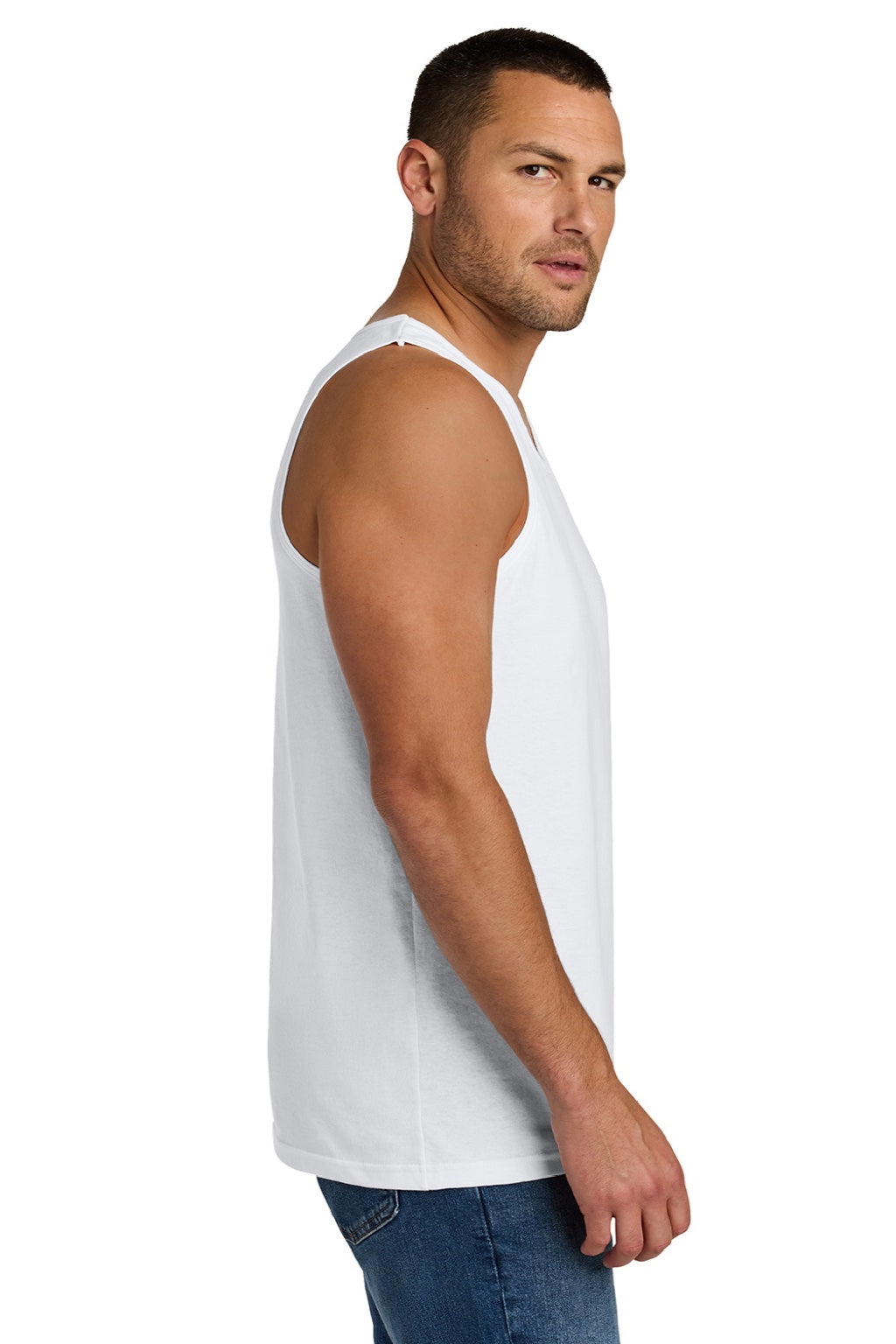 Gildan G5200/5200 Mens Tank Top White Model Side