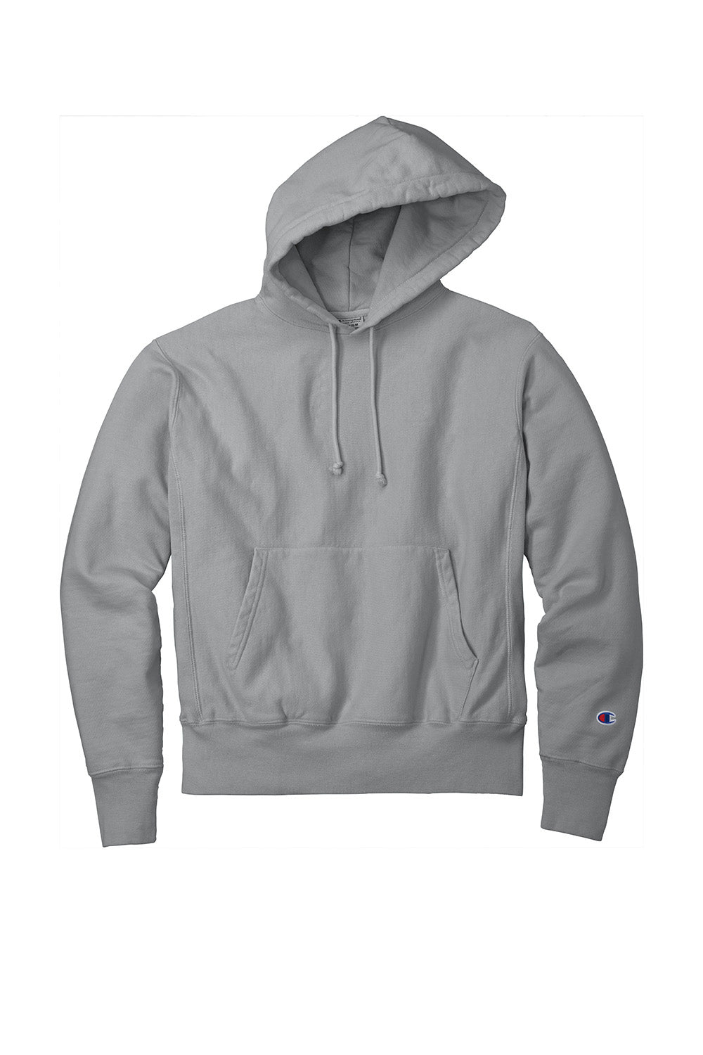 Champion GDS101 Mens Reverse Weave Garment Dyed Hooded Sweatshirt Hoodie w/ Pouch Pocket Concrete Grey Flat Front