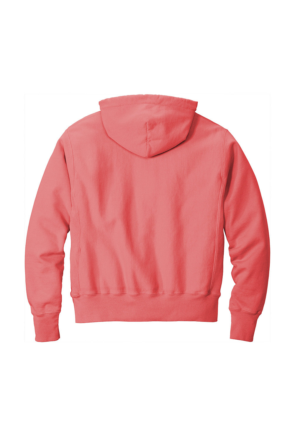 Champion GDS101 Mens Reverse Weave Garment Dyed Hooded Sweatshirt Hoodie w/ Pouch Pocket Coral Craze Flat Back