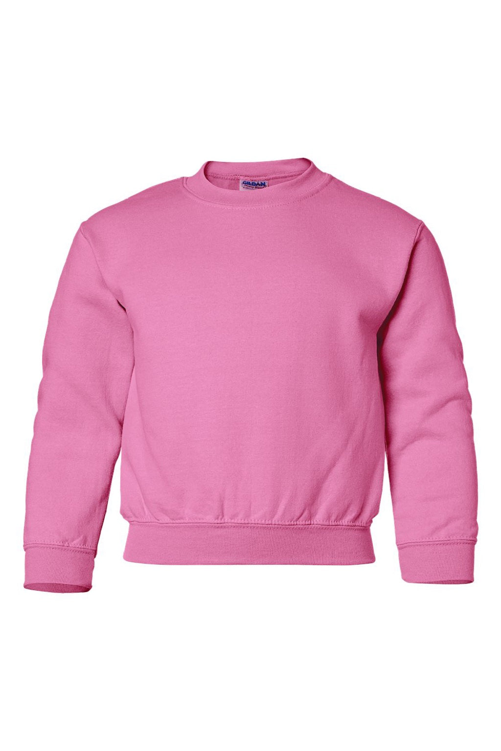 Gildan 18000B Youth Pill Resistant Fleece Crewneck Sweatshirt Safety Pink Flat Front
