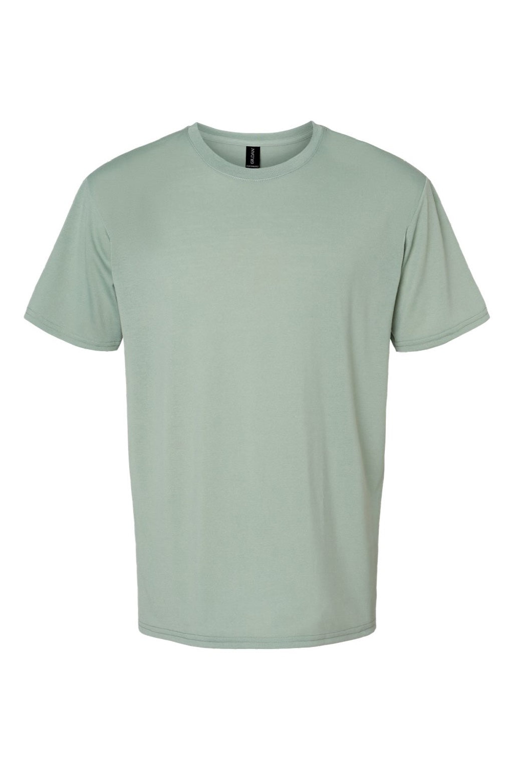Gildan 42000 Mens Performance Jersey Moisture Wicking Short Sleeve Crewneck T-Shirt Sage Green Flat Front