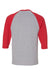 Gildan 5700 Mens 3/4 Sleeve Crewneck T-Shirt Sport Grey/Red Flat Back