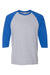 Gildan 5700 Mens 3/4 Sleeve Crewneck T-Shirt Sport Grey/Royal Blue Flat Front