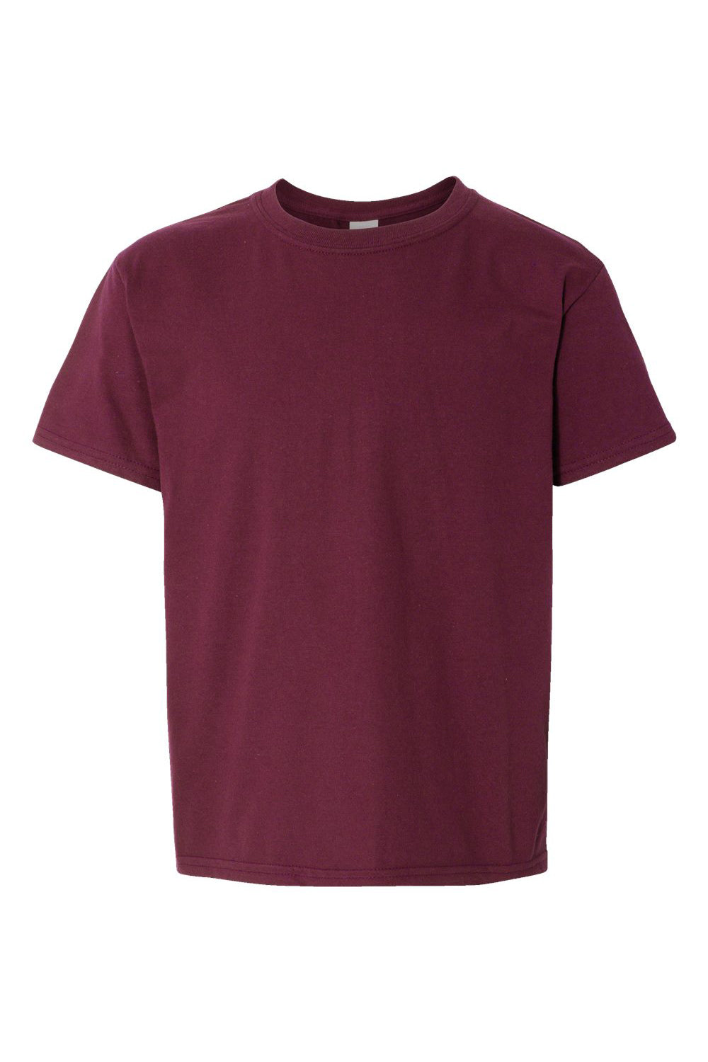 Gildan 64000B Youth Softstyle Short Sleeve Crewneck T-Shirt Maroon Flat Front