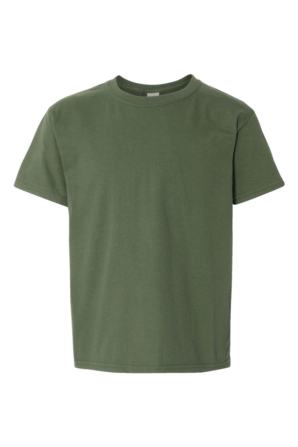 Gildan 64000B Youth Softstyle Short Sleeve Crewneck T-Shirt Military Green Flat Front