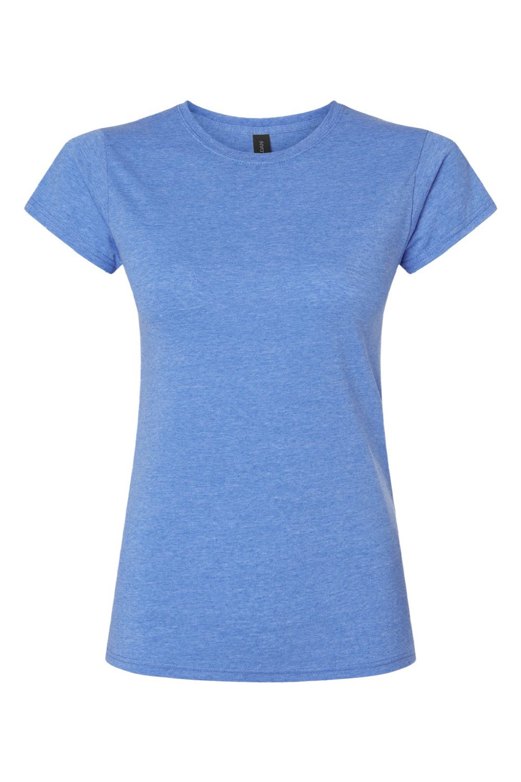 Gildan 64000L Womens Softstyle Short Sleeve Crewneck T-Shirt Heather Royal Blue Flat Front