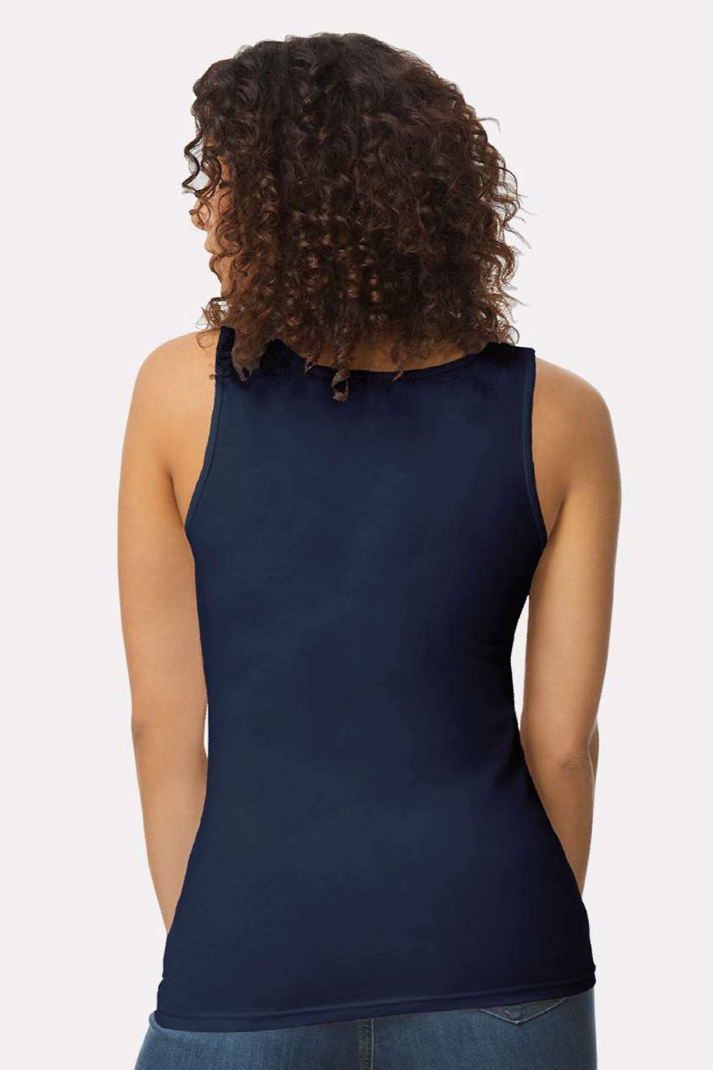 Gildan 64200L Womens Softstyle Tank Top Navy Blue Model Back