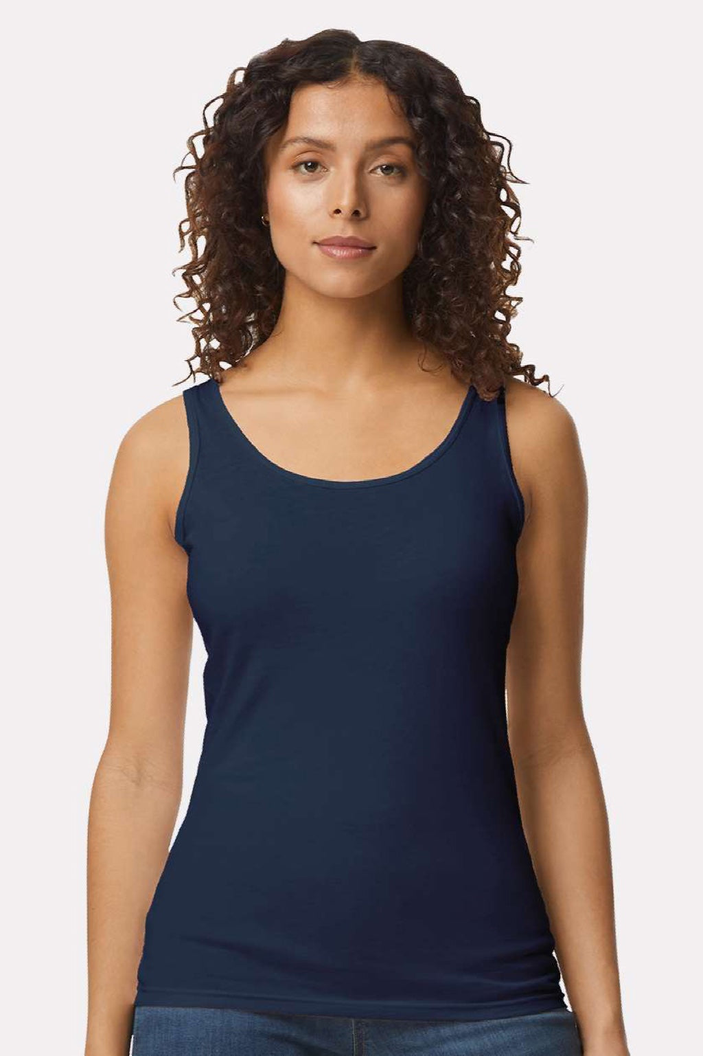 Gildan 64200L Womens Softstyle Tank Top Navy Blue Model Front