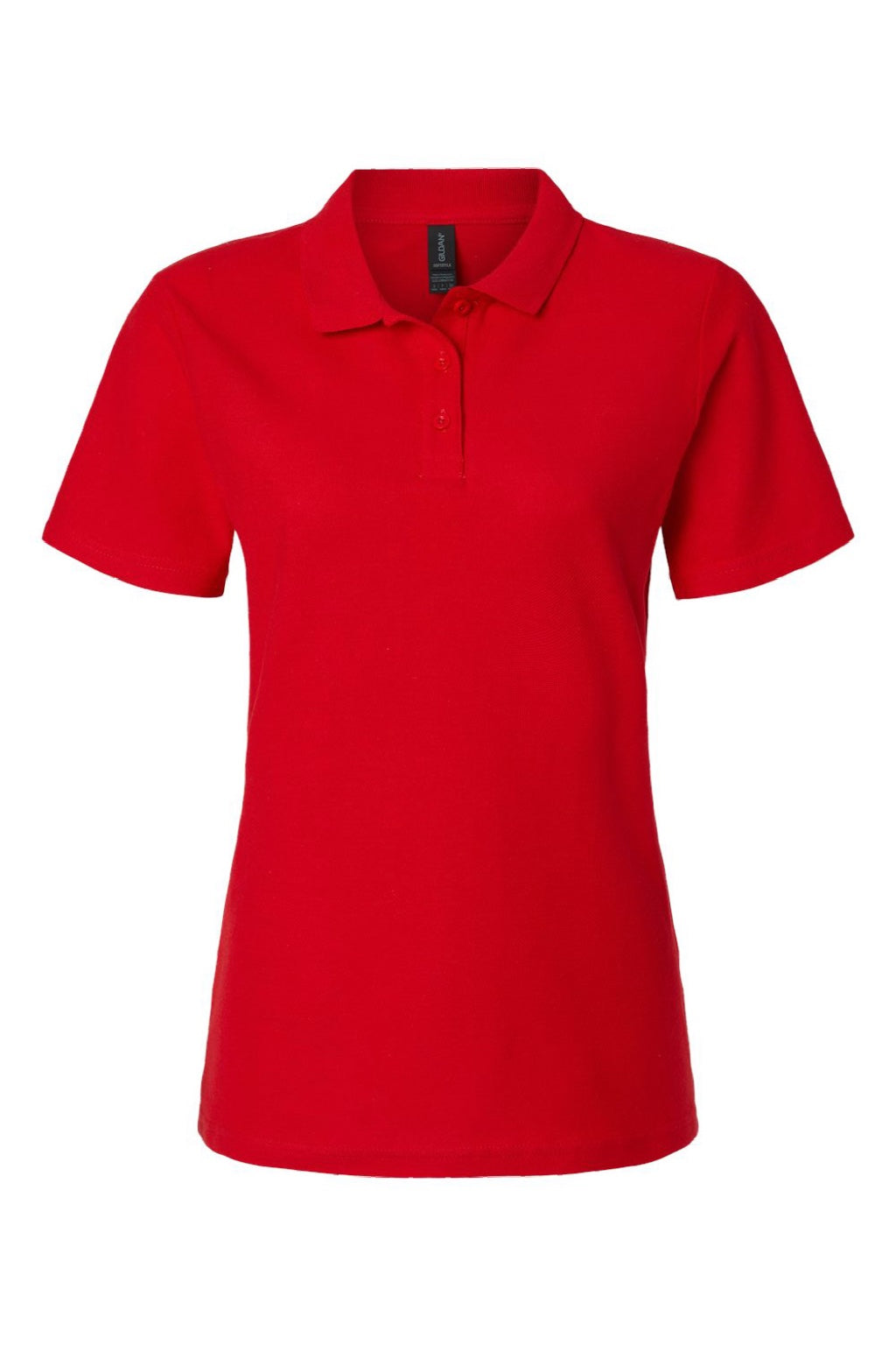 Gildan 64800L Womens Softstyle Pique Short Sleeve Polo Shirt Red Flat Front
