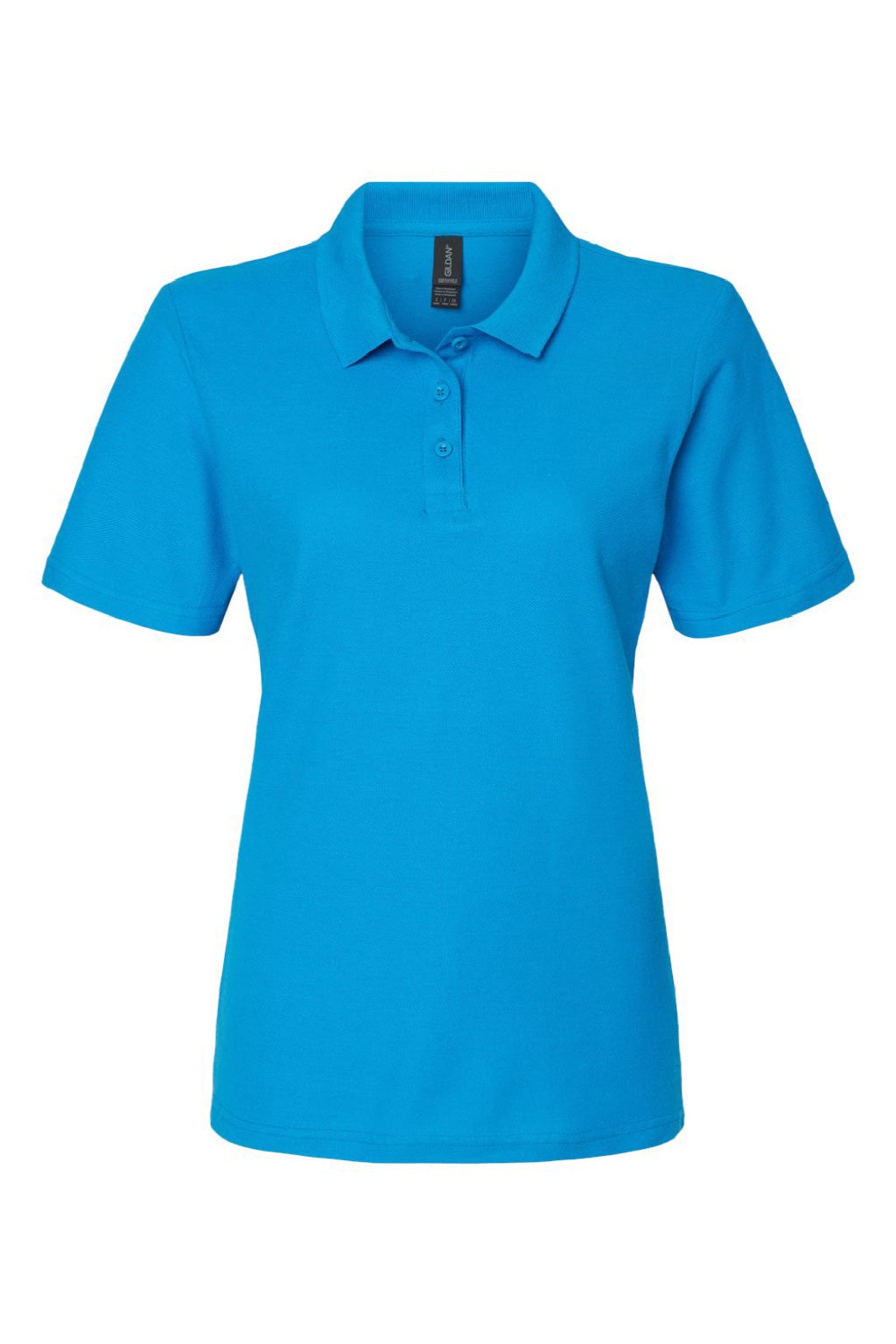 Gildan 64800L Womens Softstyle Pique Short Sleeve Polo Shirt Sapphire Blue Flat Front