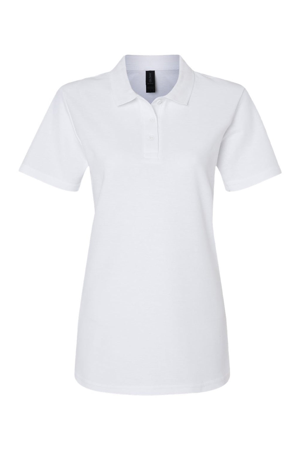 Gildan 64800L Womens Softstyle Pique Short Sleeve Polo Shirt White Flat Front