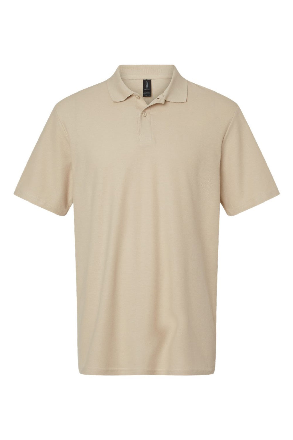 Gildan 64800 Mens Softstyle Pique Short Sleeve Polo Shirt Sand Flat Front