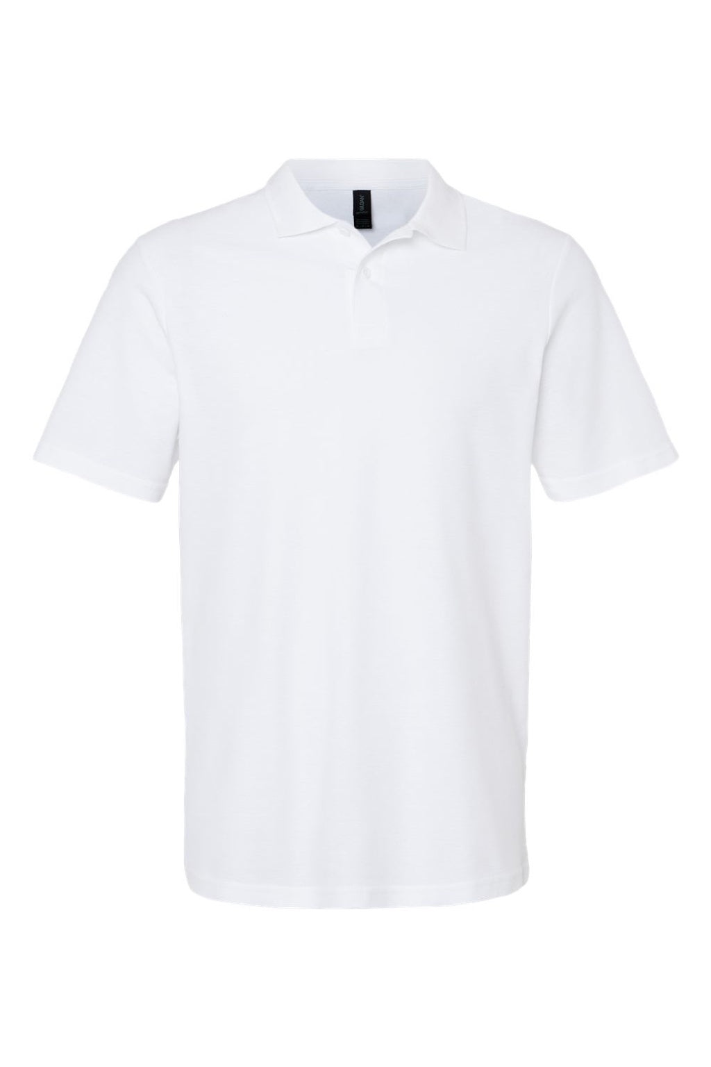 Gildan 64800 Mens Softstyle Pique Short Sleeve Polo Shirt White Flat Front