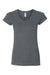 Gildan 64V00L Womens Softstyle Short Sleeve V-Neck T-Shirt Heather Dark Grey Flat Front