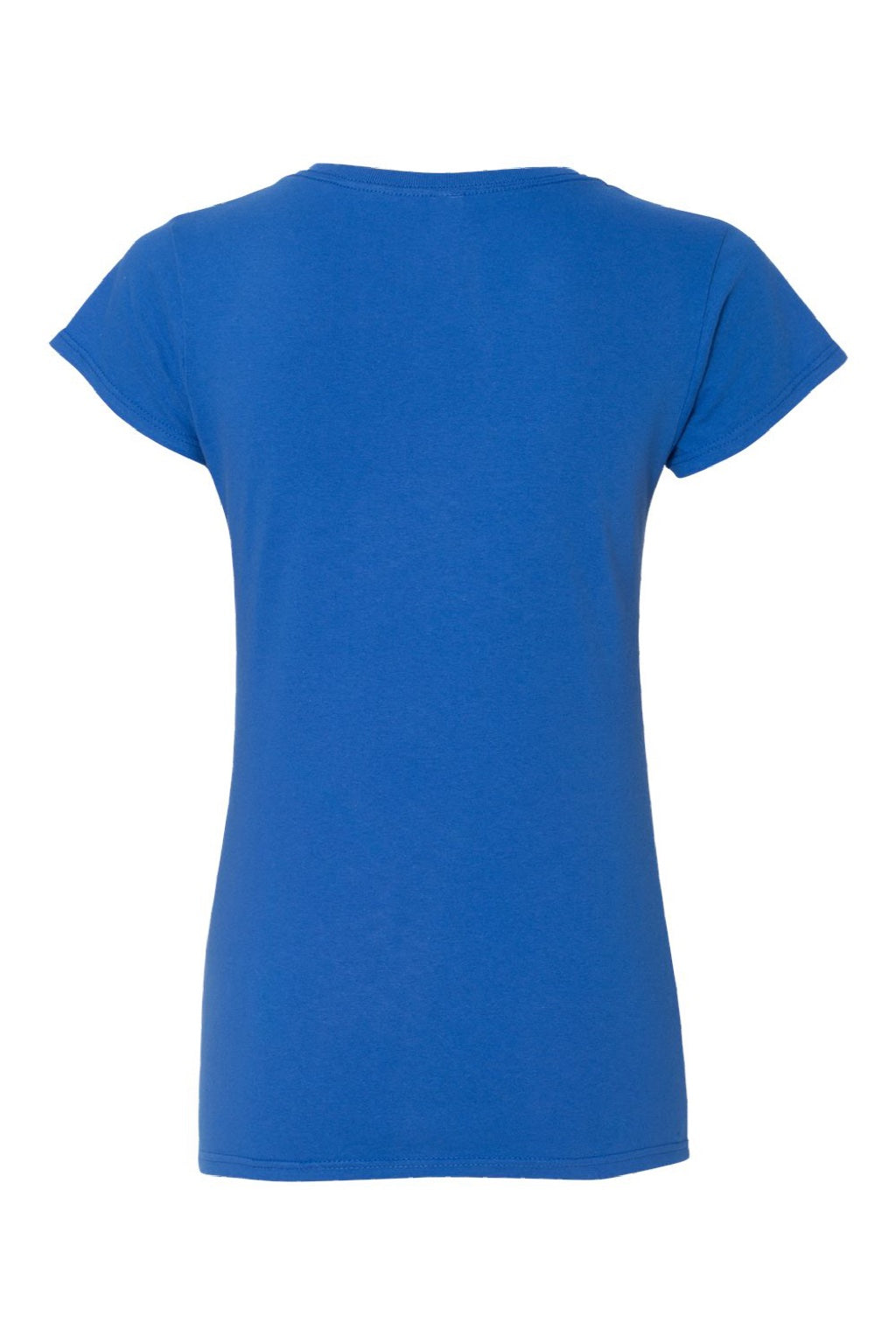 Gildan 64V00L Womens Softstyle Short Sleeve V-Neck T-Shirt Royal Blue Flat Back
