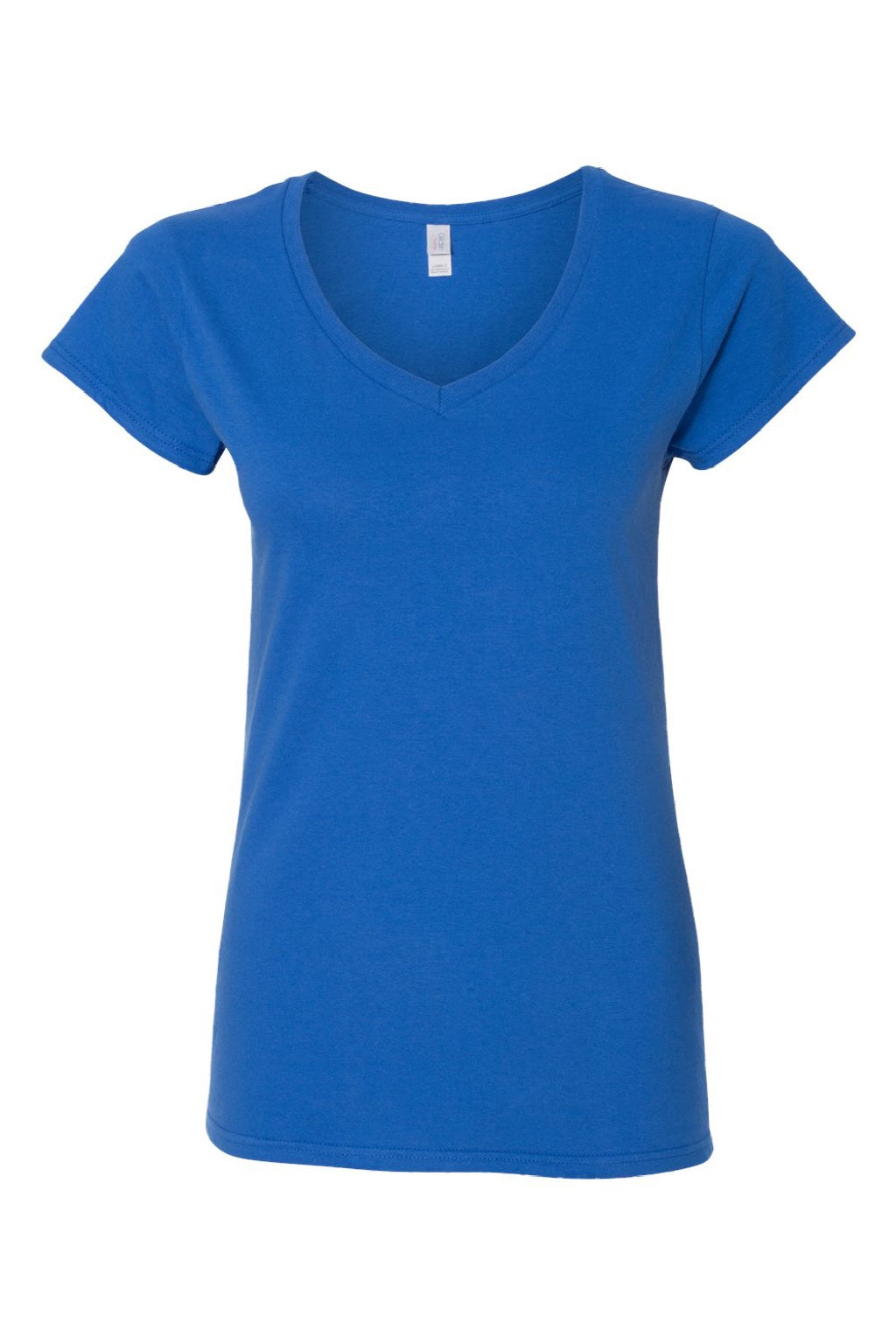 Gildan 64V00L Womens Softstyle Short Sleeve V-Neck T-Shirt Royal Blue Flat Front