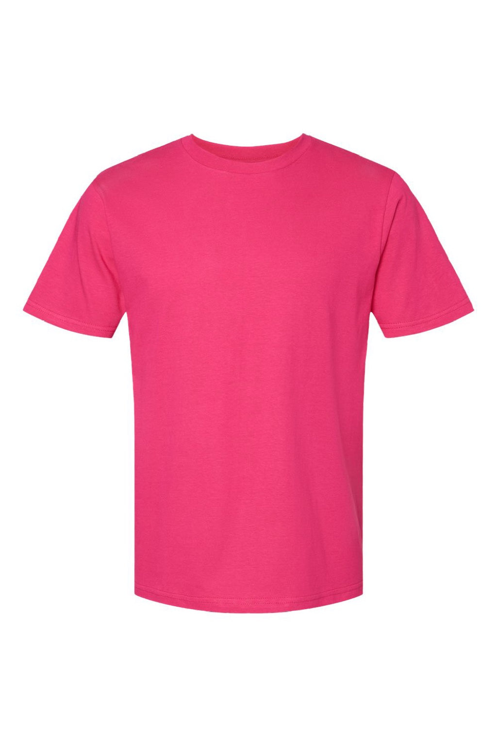 Gildan 65000 Mens Softstyle Short Sleeve Crewneck T-Shirt Heliconia Pink Flat Front