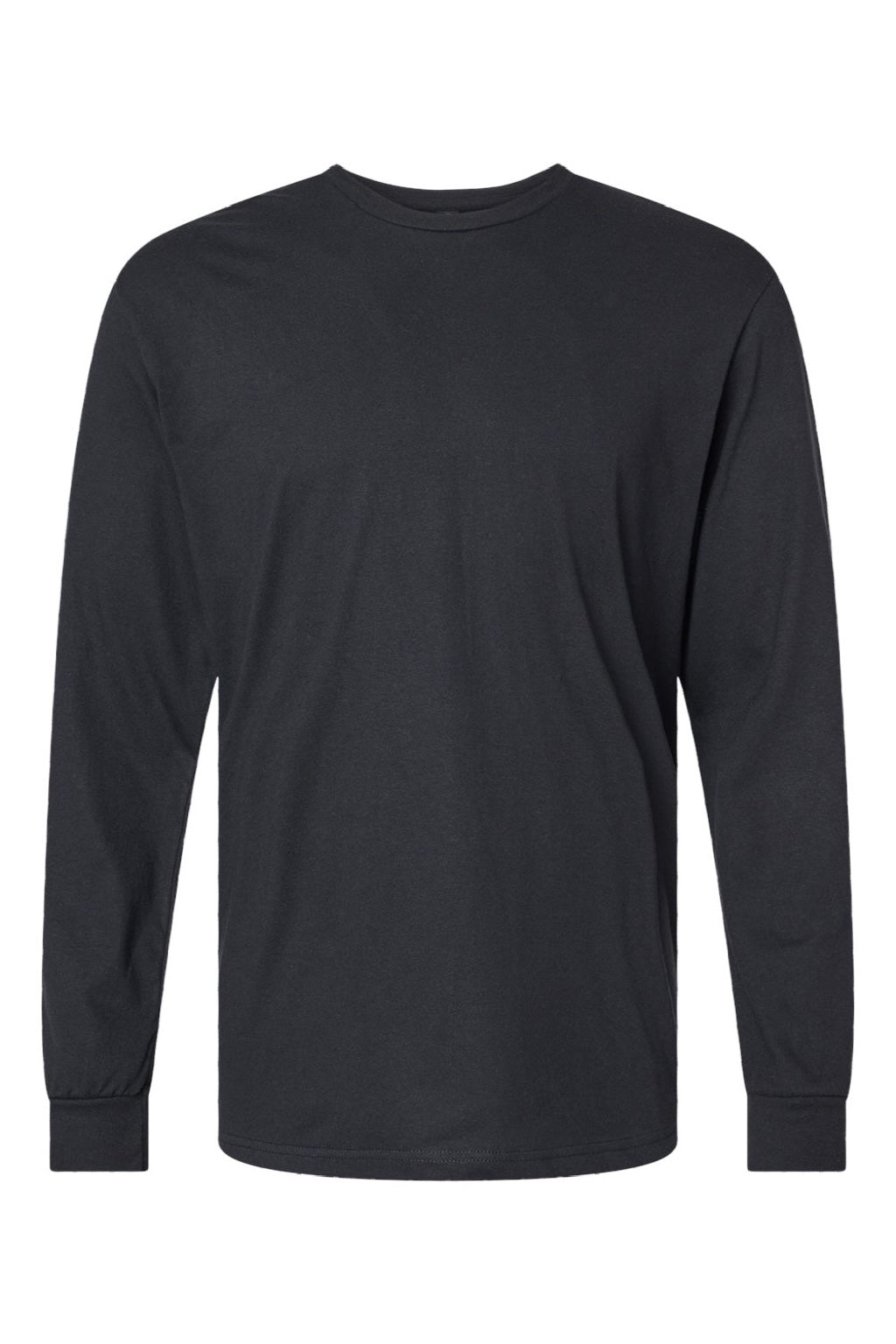 Gildan 64440CVC Mens Softstyle CVC Long Sleeve Crewneck T-Shirt Pitch Black Flat Front