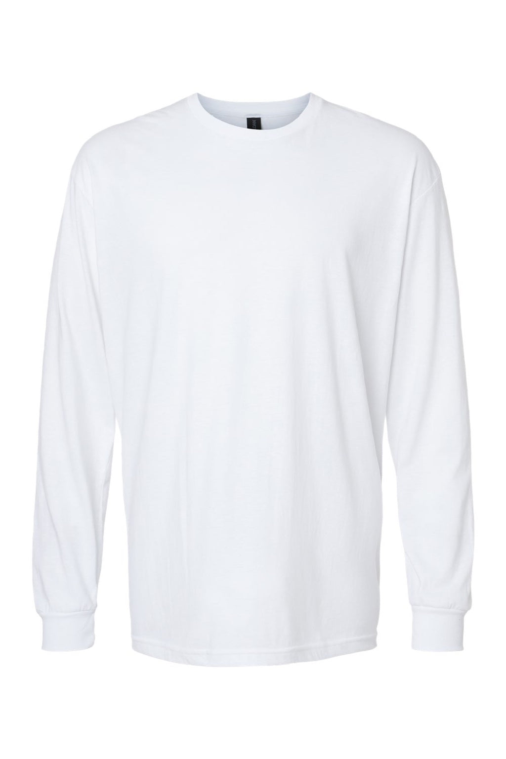 Gildan 64440CVC Mens Softstyle CVC Long Sleeve Crewneck T-Shirt White Flat Front