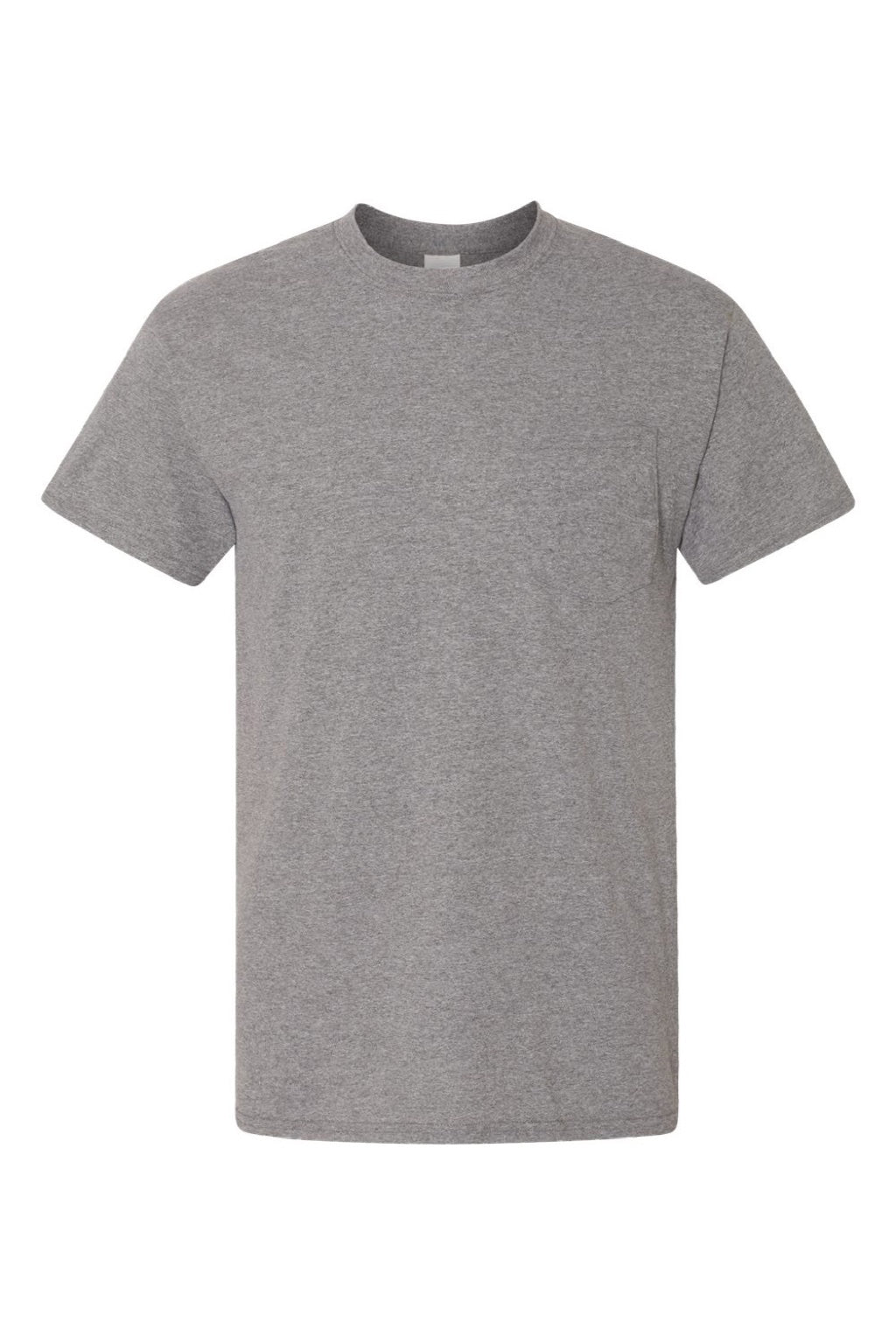 Gildan 8300 Mens DryBlend Moisture Wicking Short Sleeve Crewneck T-Shirt w/ Pocket Heather Graphite Grey Flat Front