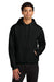 Jerzees H12M Mens Rugged Hooded Sweatshirt Hoodie w/ Pouch Pocket Black Ink Model Front